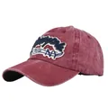 Gorra de béisbol vintage granate de algodón lavado con bordado de New York - Ajustable / Burdeos