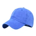 Vista laterale dettagliata del cappellino da baseball in denim blu lavato effetto vintage - Regolabile 54-59cm / Blu