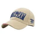 Berretto da baseball SEAL Team in cotone kaki con ricamo blu e stemma con aquila e ancora - Regolabile / Cachi