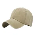 Berretto da baseball classico in cotone lavato kaki con un look vintage e invecchiato - Regolabile 54-59cm / Cachi
