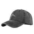 Vintage washed charcoal baseball cap with white mountain embroidery in a profile view - Adjustable / Washed Black