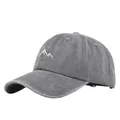 Close-up of vintage washed dark gray baseball cap with white mountain peak embroidery - Adjustable / Gray