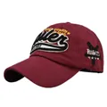 Burgundy baseball cap with 3D embroidery Ruler text and vintage star side details - Adjustable / Burgundy