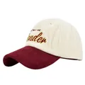 Berretto da baseball in velluto a coste beige e bordeaux con ricamo Wander e visiera - Regolabile / Beige con Rosso Vino