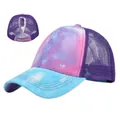 Tie-Dye-Pferdeschwanz-Baseballkappe mit atmungsaktivem Mesh und hoher Dutt-Öffnung - Verstellbar / Rosa Lila Blau Tie-Dye (Stil 2)