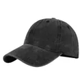 Detalle de gorra de algodón lavado con textura vintage y costuras reforzadas - Ajustable / Negro