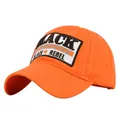 Leuchtend orangefarbene Baseballkappe mit BLACK-Stickerei und Retro-Stern-Design - Verstellbar / Orange