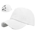 Close-up of white distressed baseball cap with ponytail cross-band design and ripped details - M (56-58cm) / White