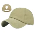 Détail de la casquette queue de cheval kaki avec coton délavé et boucle en métal - Réglable / Kaki