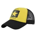 Casquette trucker jaune et noire avec motif étoile et filet arrière respirant - Taille Unique(Réglable) / Étoile Contrastée Noir et Jaune (13600-Casquette Filet Étoile) / Noir + Jaune