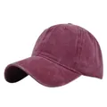 Gorra de béisbol vintage burdeos de algodón lavado con diseño clásico de seis paneles y visera - Ajustable / Burdeos