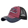 Cappellino baseball vintage NYC ricamato in rosso scuro, blu navy e mesh nero - Regolabile 54-59 / Borgogna