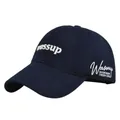 Dunkelblaue Baseballkappe mit 3D-Wossup-Stickerei und hochwertigem Baumwollstoff - Verstellbar / Marineblau