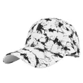 Vista dettagliata del cappellino da baseball in tela tie-dye con motivo a trama inchiostro - Regolabile / Nero