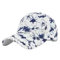 Dettaglio del cappellino da baseball tie-dye con motivo marmorizzato blu e bianco - Regolabile / Blu navy