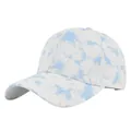 Blue and white tie-dye cotton baseball cap with curved brim from a 45-degree angle - Adjustable / Blue