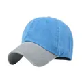 Casquette de baseball vintage bicolore en coton délavé bleu et gris style unisexe - Réglable 54-59 / Gris + Bleu