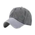 Vue détaillée d'une casquette de baseball vintage grise montrant les coutures et la texture - Réglable 54-59 / Gris + Noir