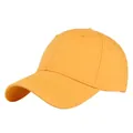 Detail of a bright yellow six-panel baseball cap showing twill cotton texture and stitching - Adjustable 54-59 / Yellow