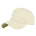 Close-up of a 6-panel cream baseball cap showing breathable eyelets and fine fabric texture - Adjustable 54-59 / Beige