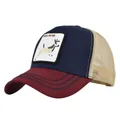 Gorra trucker tricolor con parche bordado de ciervo y malla transpirable trasera - Ajustable / Burdeos