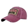 Vintage MIAMI BEACH Baseballkappe in verwaschenem Lila mit Patches und Distressed-Effekt - Verstellbar / Burgunderrot