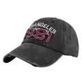Gorra vintage gris lavado con bordado Los Angeles 1981 y visera desgastada estilo retro - Ajustable / Negro