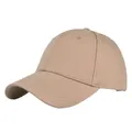 Detail view of khaki 6-panel cotton twill baseball cap with parallel brim stitching - Adjustable 54-59 / Khaki