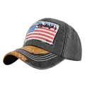Berretto da baseball vintage in cotone grigio con bandiera USA e visiera scamosciata - Regolabile / Nero