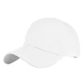 Detailed view of the six-panel crown and fabric texture of a plain white cotton baseball cap - Adjustable 54-59 / White