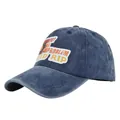 Dettaglio del cappellino vintage blu lavato con ricamo Got A Problem Send Rip ricamato - Regolabile / Blu navy