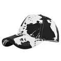 Detailed side view of tie-dye baseball cap featuring black and white world map patterns - Adjustable 54-59cm / World Map Black White (2)