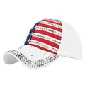 White baseball cap with rhinestone American flag design and star-spangled banner accents - 54-59cm (Adjustable) / White