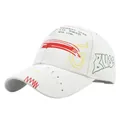 Weiße Streetstyle-Basecap mit buntem Graffiti-Aufdruck und 3D-Stickerei-Details - 54-59 / Weiß