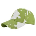 Detailed side view of tie-dye baseball cap with green marble print and reinforced stitching - Adjustable 54-59cm / Green Splatter (8)