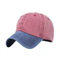 Casquette de baseball vintage en coton délavé avec couronne rouge et visière bleue - Réglable 54-59 / Bleu marine et rouge vin
