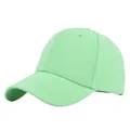 Vue détaillée de la casquette en coton vert menthe avec visière incurvée et couture renforcée - Vert Fruit