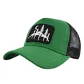 Grün-schwarze Trucker-Cap mit Netzrücken und gesticktem Wald- und Berg-Patch - 54-59cm (Einstellbar) / Grün/Schwarz Kontrast