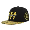 Broderie détaillée d'éclair jaune et badge vintage urbain sur une casquette snapback noire - Réglable / Noir