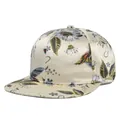 Detailed view of satin-finish baseball cap with intricate floral and bird embroidery - Adjustable 54-59cm / Off-White Floral Bird Print