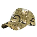Detailed view of the street style khaki baseball cap with black graffiti and star patterns - Adjustable / Dark Khaki