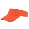 Close-up of bright orange breathable mesh sun visor with pre-curved brim for sports - Adjustable / Orange