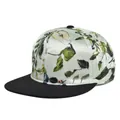 Cappello snapback con stampa floreale in raso verde menta e tesa piatta nera - Regolabile 54-59cm / Stampa Pera Verde Chiaro