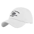 Detail of black Badblood embroidery on white cotton vintage baseball cap with worldwide text - Adjustable / White