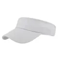 Close-up of white breathable mesh fabric and reinforced stitching on sun visor hat - Adjustable / White