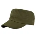 Detail view of army green cotton patrol cap featuring reinforced double stitching and flat top - Adjustable / Army Green