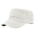Side view of beige cotton canvas cadet cap showing reinforced stitching on a white background - Adjustable / Off White