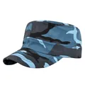 Blue camouflage cadet hat in 45-degree view with durable canvas texture for outdoors - Adjustable / Blue Camouflage