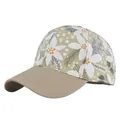 Khaki honkbalpet met elegante bloemenprint en gebogen rand in een zijaanzicht - Verse Pastorale Bloemenstijl (3)