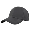 Detailed close-up of dark grey baseball cap featuring vertical topstitching and twill texture - Adjustable / Black